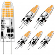 AGOTD G4 LED Bulb Warm White 3000K 2W Replace 20W 12V Incandescent 180LM Non-Dimmable No Flicker 6 PCS